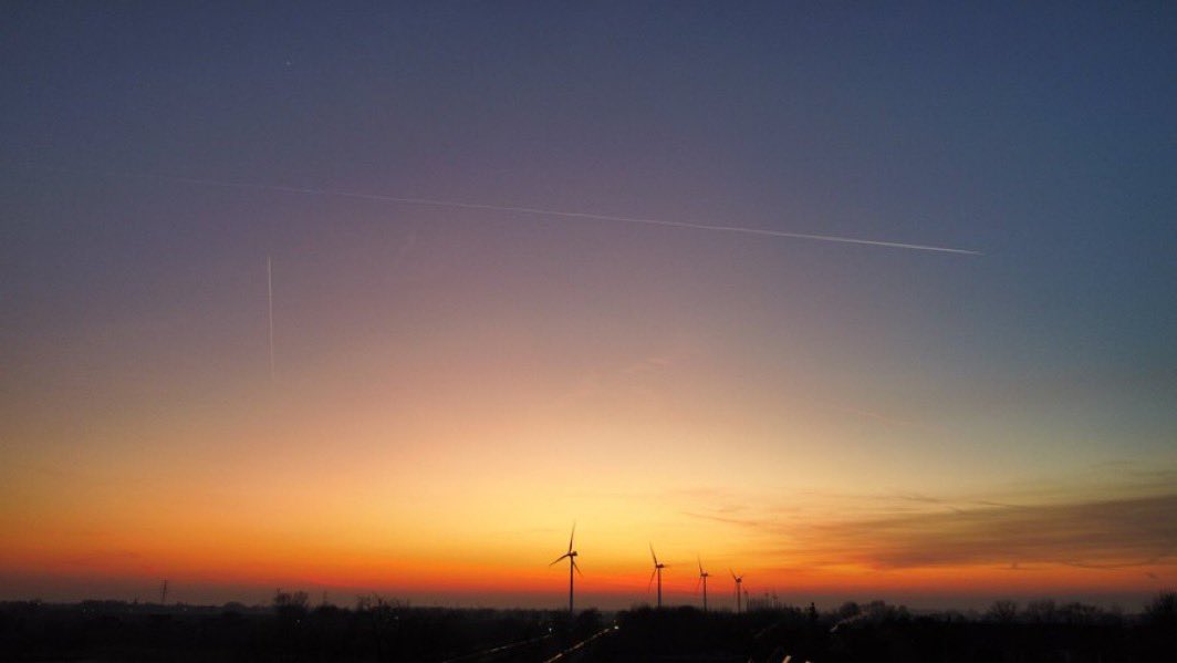Windmills at sunset